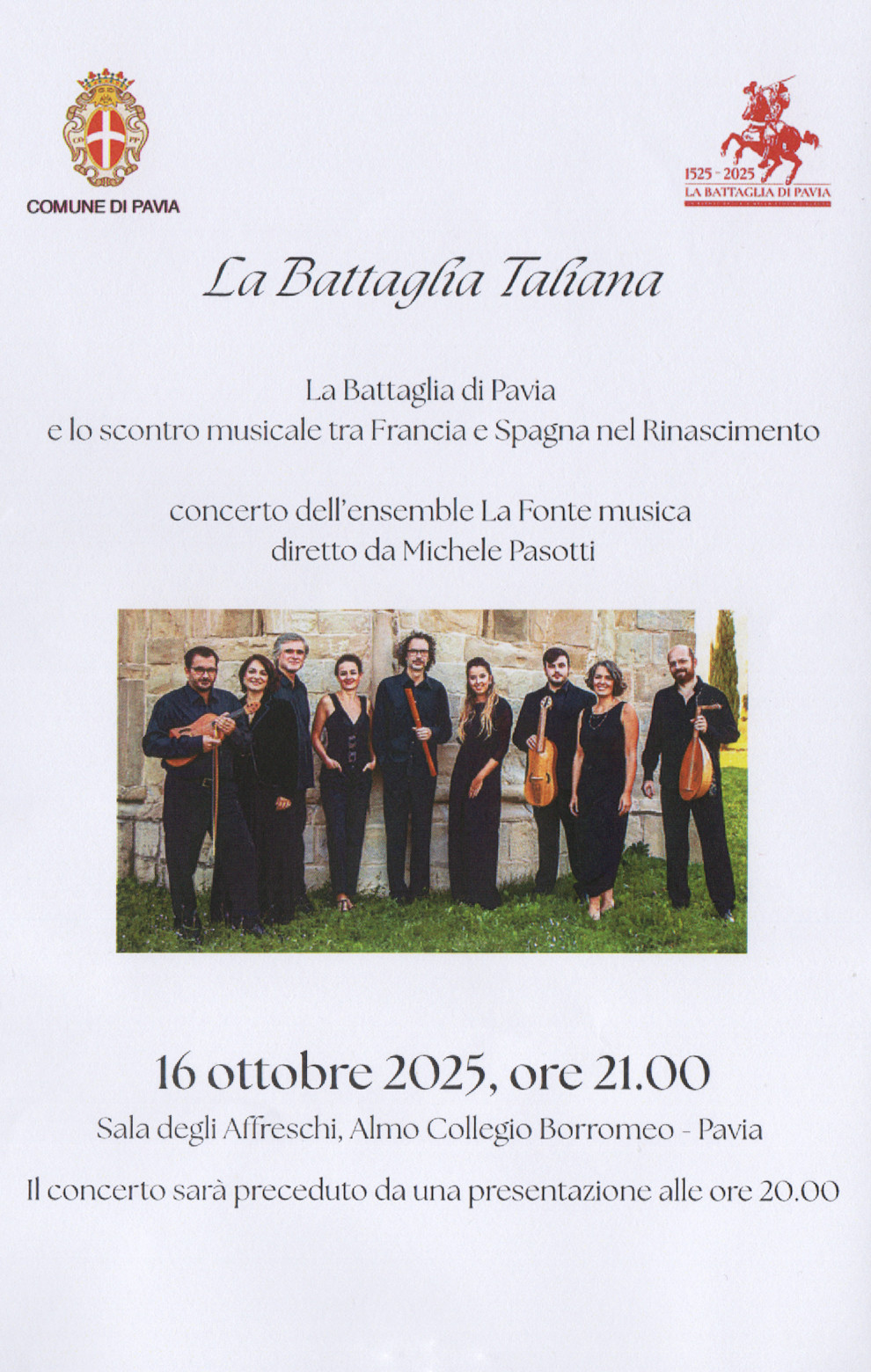 La fonte musica Battaglia di Pavia